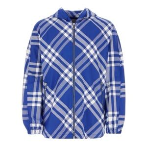 Burberry Men’s XL Blue Check Hooded Jacket Limited Edition Nylon Windbreaker
